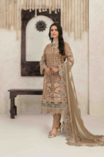 Fancy Organza 3pc Suit Brown
