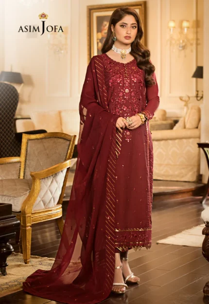 Maroon Chanderi Cotton 3 Piece Suit