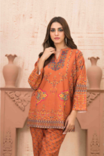 Orange Design Khaddar 2pc Suit