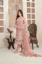 Fancy Organza 3pc Suit Pink