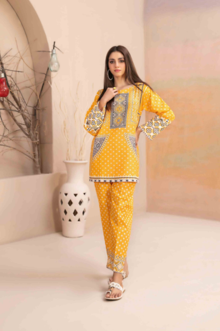 Yellow Khaddar 2pc Suit