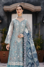 Light Blue Color 3 Piece Organza Suit