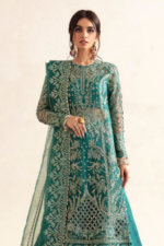 Dark Green Color 3 Piece Embroidered Organza Suit