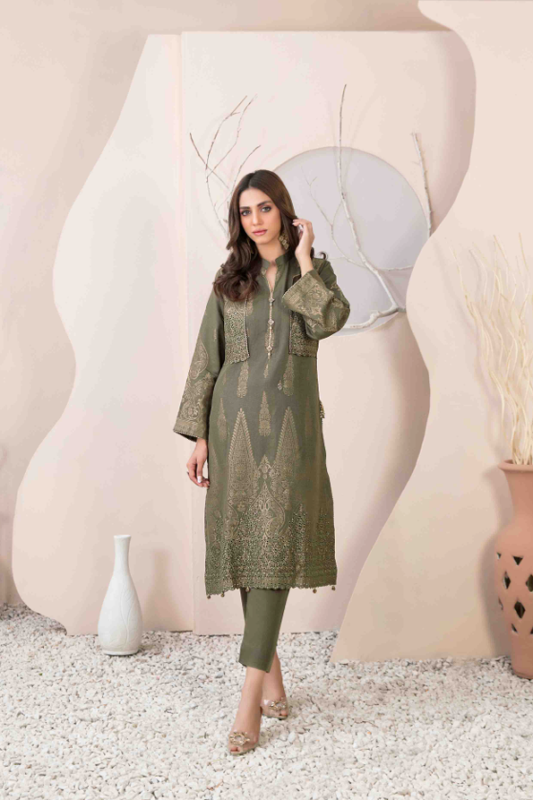 Daman Embroidered Khaddar Broshia Banarsi Suit Design-9 pic-1