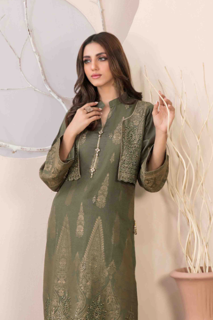 Daman Embroidered Khaddar Broshia Banarsi Suit Design-9 pic-2