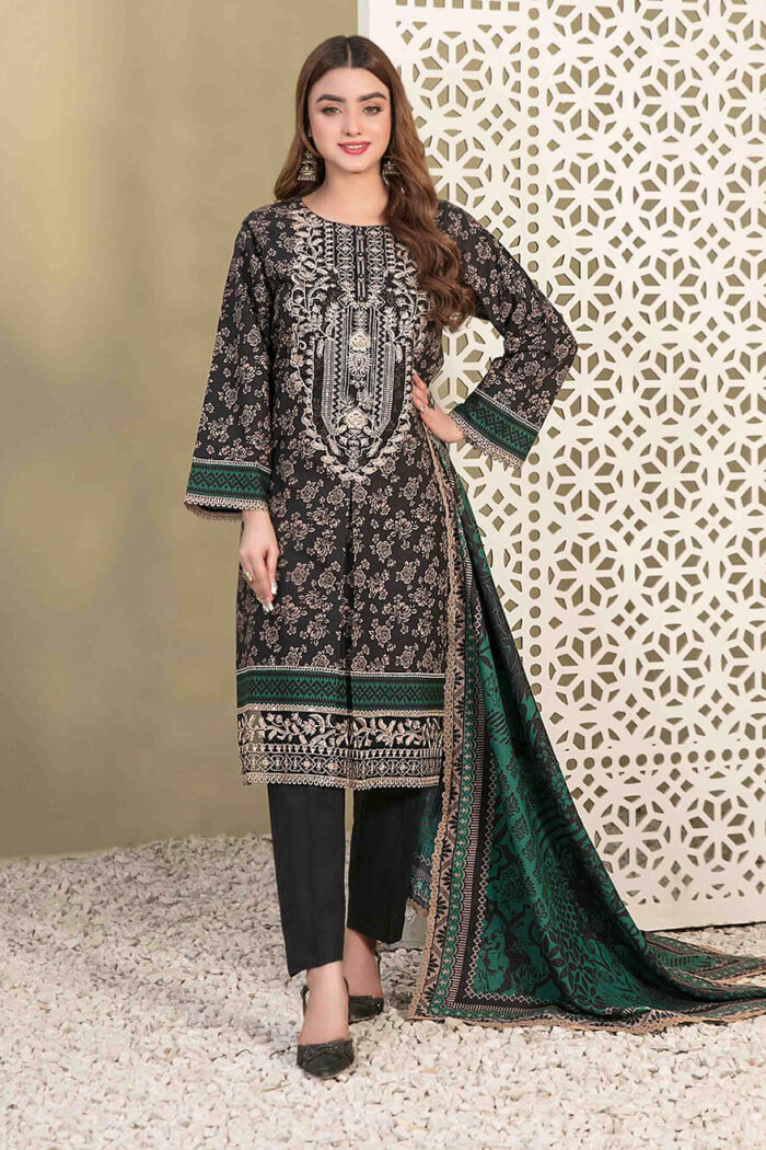 Digital Printed Embroidered Khaddar Suit Design-1 pic-1