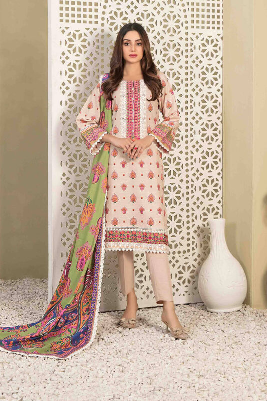 Digital Printed Embroidered Khaddar Suit Design-2 pic-1