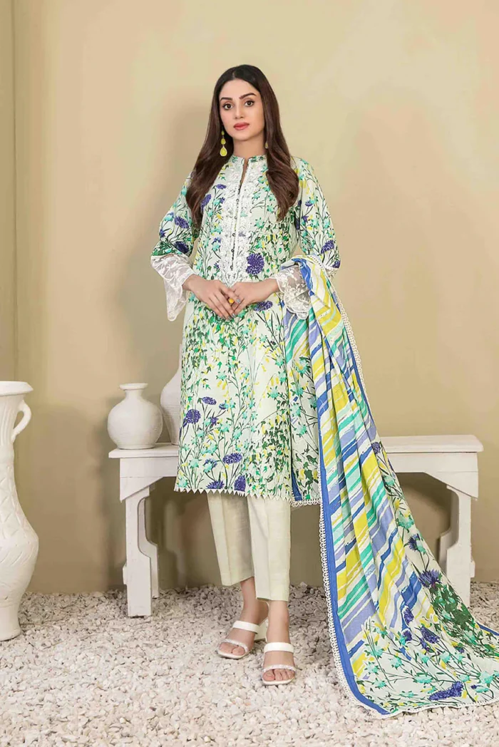 Digital Printed Embroidered Khaddar Suit Design-5 pic-1