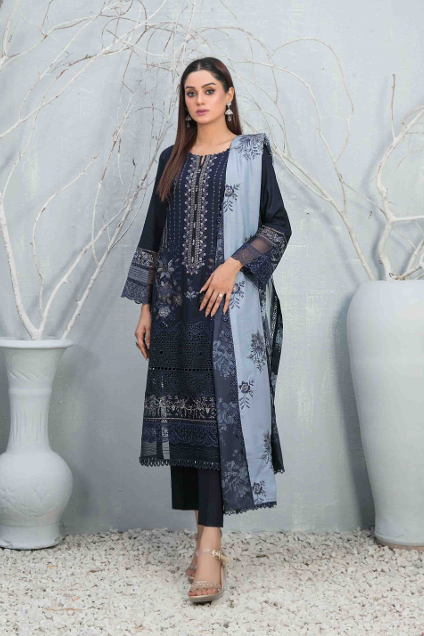 Fancy Embroidered Staple Schiffli Suit Design-10 pic1