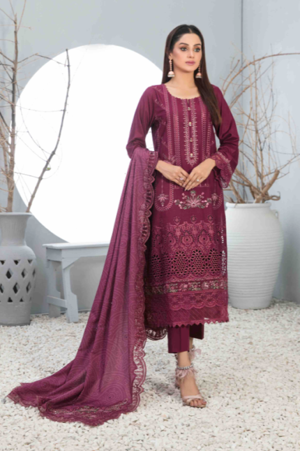 Fancy Embroidered Staple Schiffli Suit Design-6 pic1