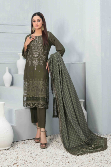 Fancy Embroidered Staple Schiffli Suit Design-7 pic1