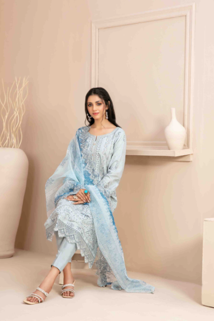 Fancy Embroidered Viscose PlainJacquard Suit Design-1 pic2