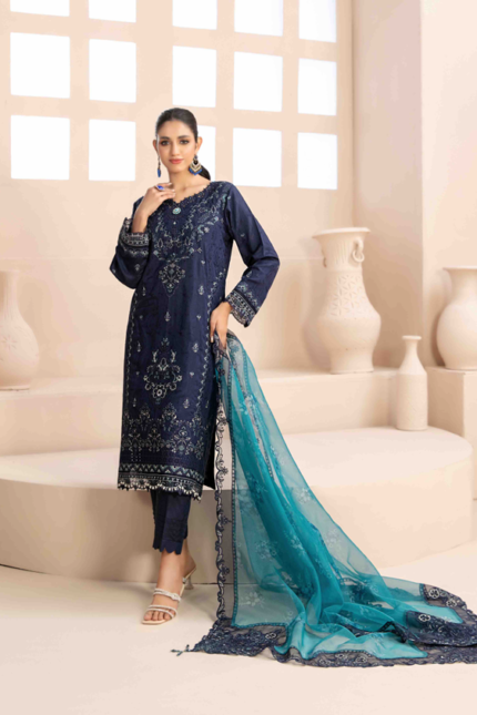 Fancy Embroidered Viscose PlainJacquard Suit Design-2 pic1