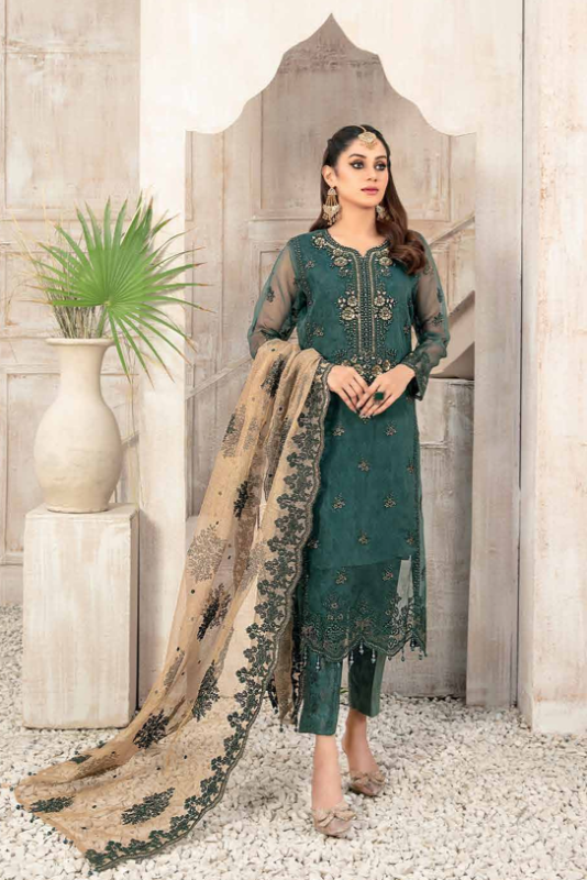 Fancy Heavy Embroidered Organza Collection Design-1 pic1