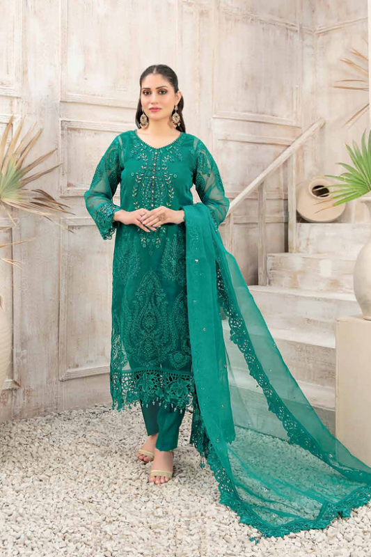 Fancy Heavy Embroidered Organza Collection Design-2 pic1