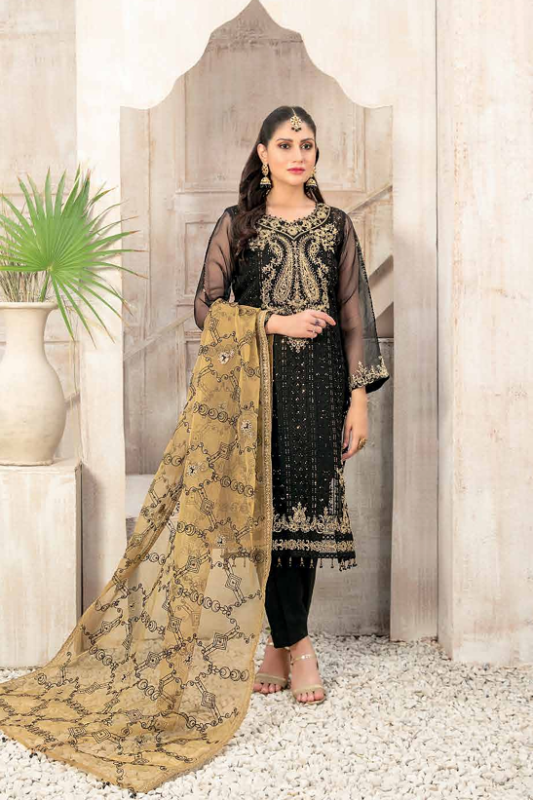 Fancy Heavy Embroidered Organza Collection Design-3 pic1