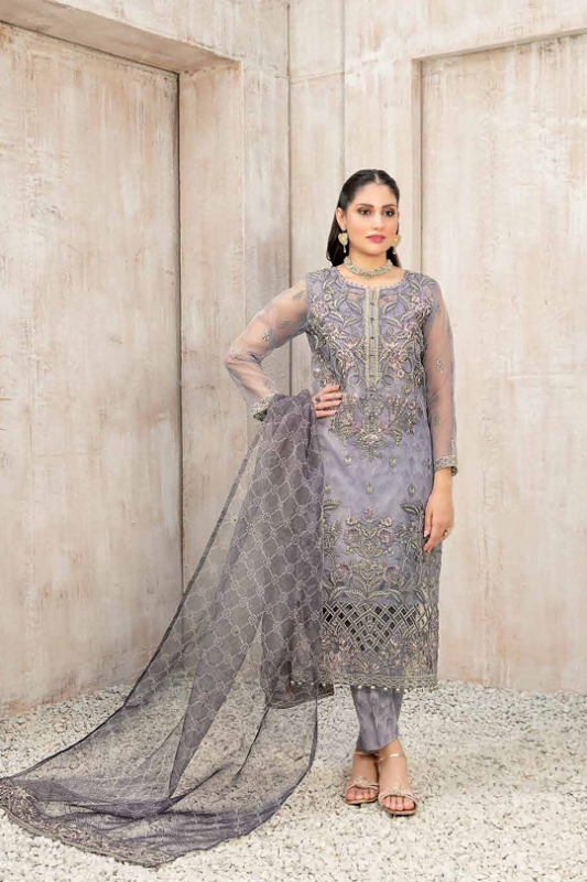 Fancy Heavy Embroidered Organza Collection Design-5 pic1