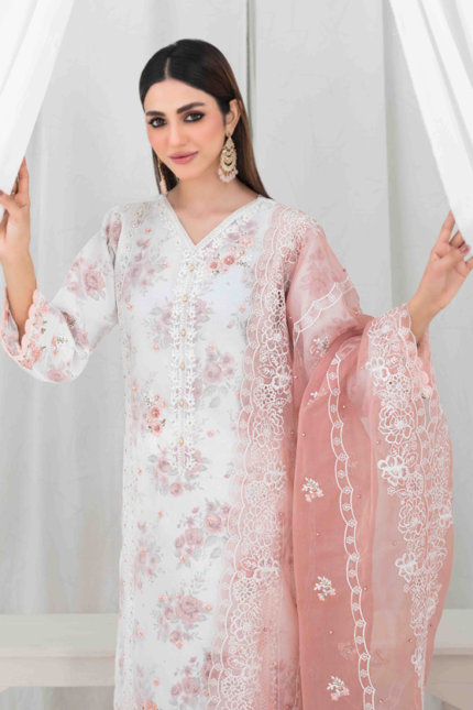 Organza Suit with Digital Printed Silk Inner Design-10 pic2