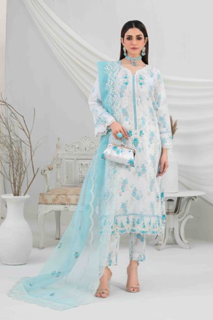 Organza Suit with Digital Printed Silk Inner Design-4 pic1