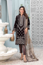 Fancy Heavy Embroidered Velvet Suit Design-3 pic-1