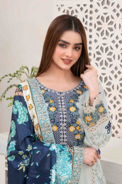 Fancy Embroidered Slub Lawn Suit Design-2 pic1