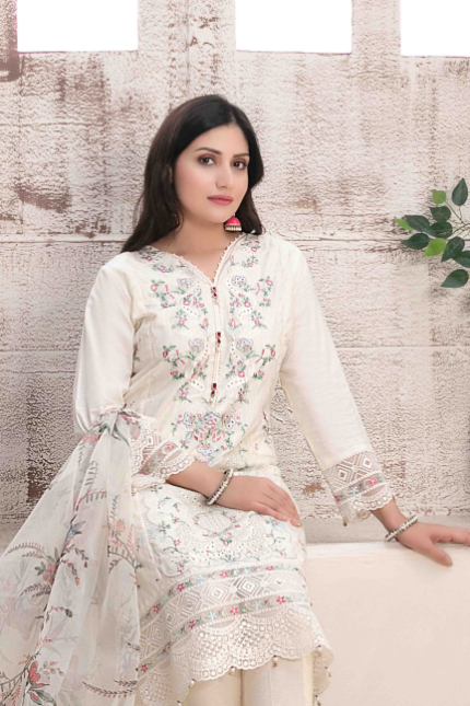 Fancy Embroidered Slub Lawn Suit Design-8 pic2