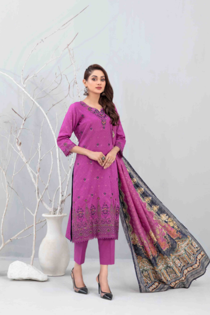 Laserkari Embroidered Jacquard Lawn Suit design-1 pic-2