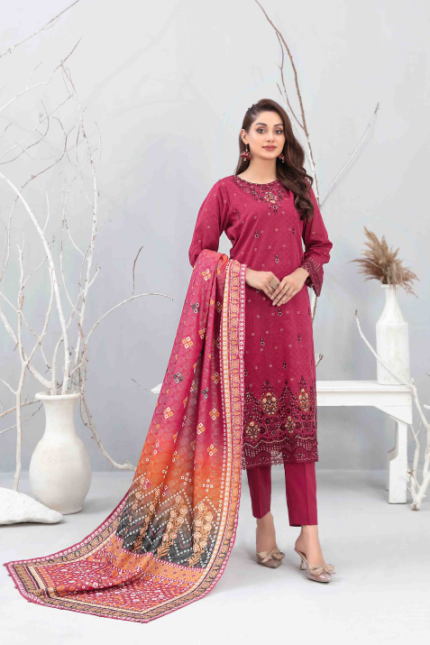 Laserkari Embroidered Jacquard Lawn Suit design-4 pic-1