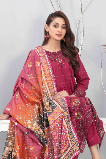 Laserkari Embroidered Jacquard Lawn Suit design-4 pic-2