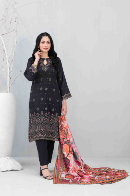 Laserkari Embroidered Jacquard Lawn Suit design-5 pic-2