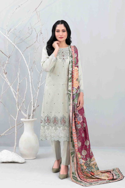 Laserkari Embroidered Jacquard Lawn Suit design-7 pic-1