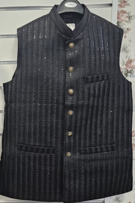 Black embroidered color waistcoat