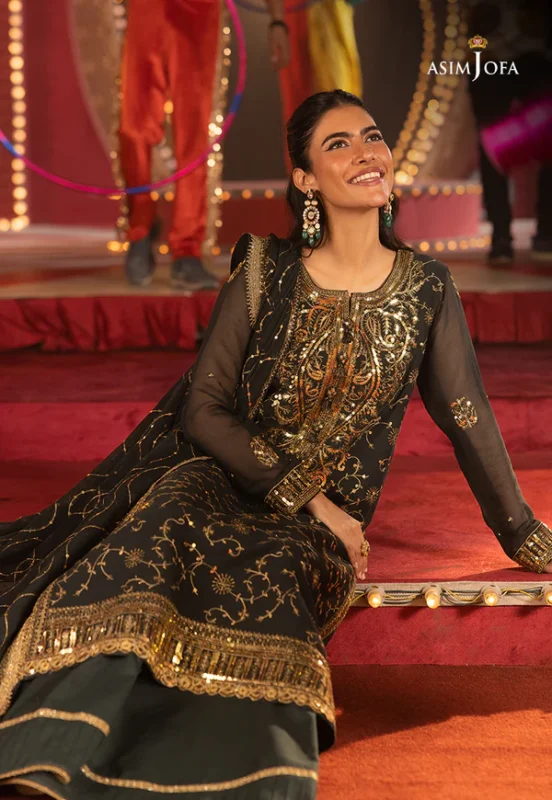 Dark Green Chiffon 3pc suit pic2