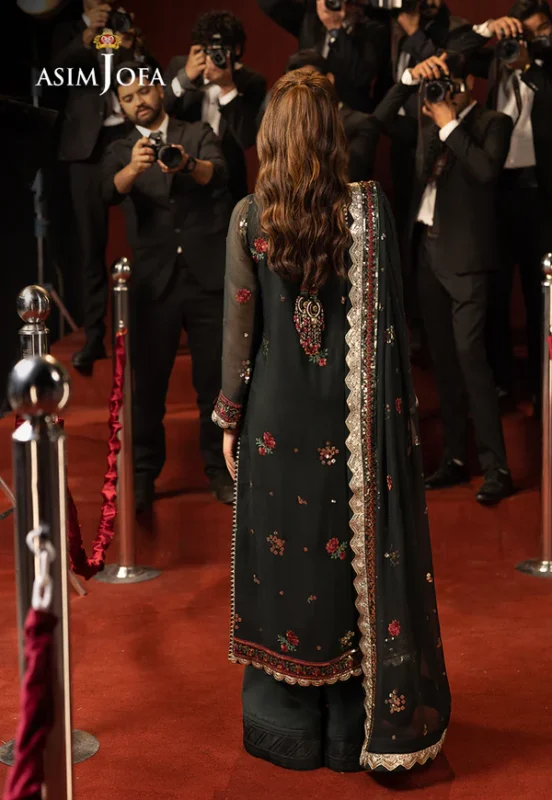 Deep Green Chiffon 3pc suit pic2