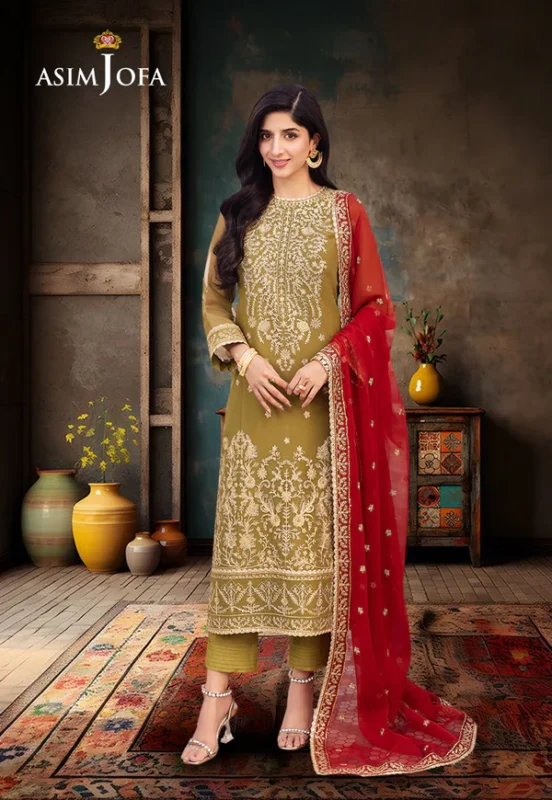 Green Chiffon 3pc suit pic1