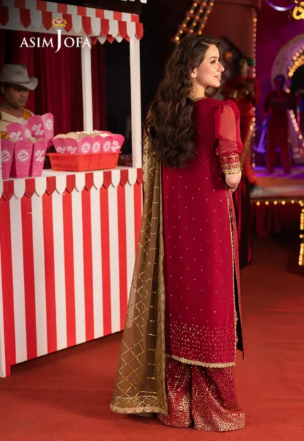Maroon Chiffon 3pc Suit pic2