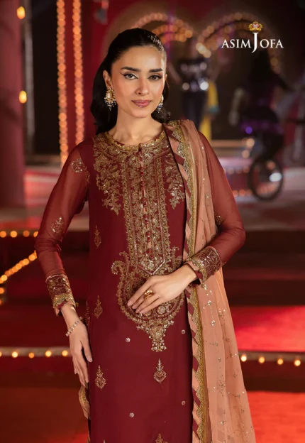 Maroon Chiffon 3pc suit - 2(2)