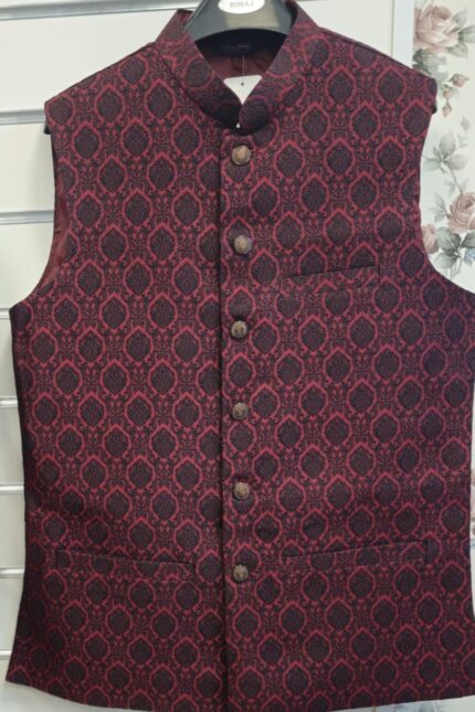 Maroon embroidered color waistcoat