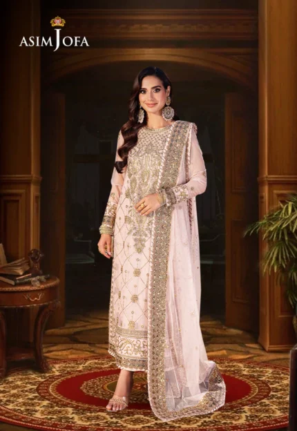 Peach Net Fabric 3ps suit pic2