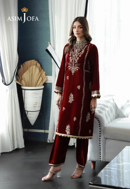 AJVG-02 EMBROIDERED VELVET STITCHED 2PC