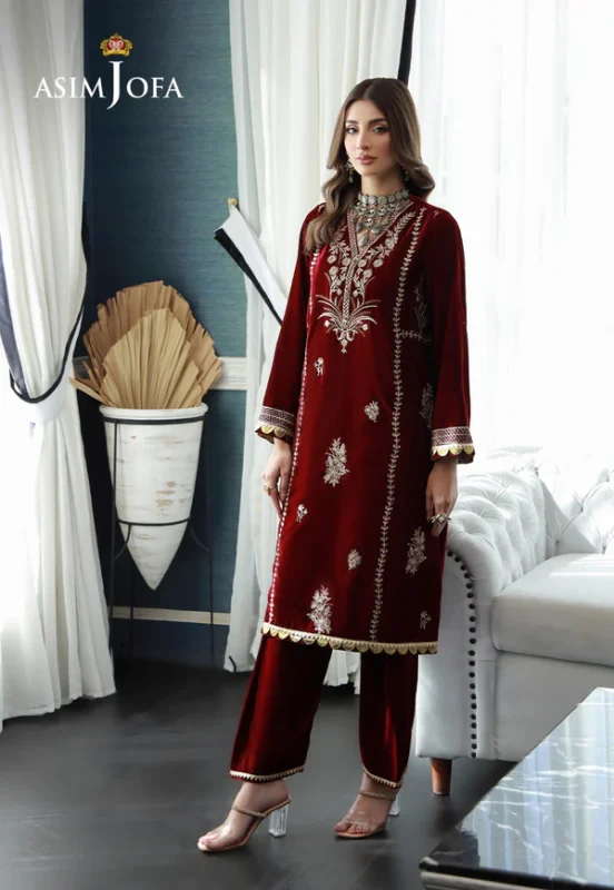 AJVG-02 EMBROIDERED VELVET STITCHED 2PC