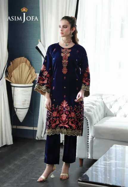 AJVG-03 EMBROIDERED VELVET STITCHED 2PC