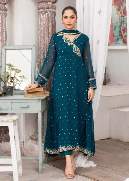Luxury chiffon sequence embroidered 3pc suit