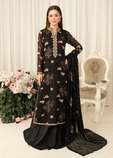Luxury chiffon 3pc embroidered suit