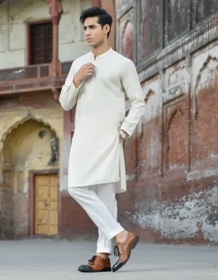 OFF WHITE BLENDED KURTA