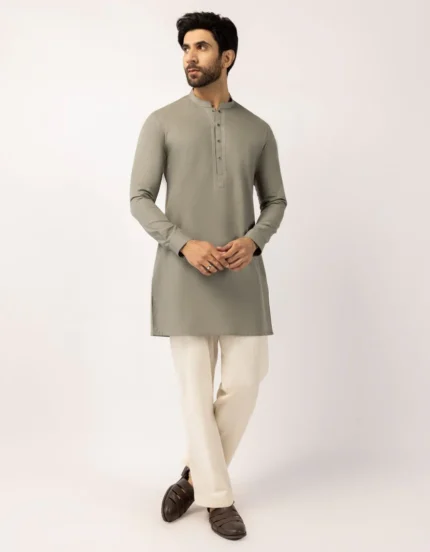 GREEN COTTON SHORT KURTA