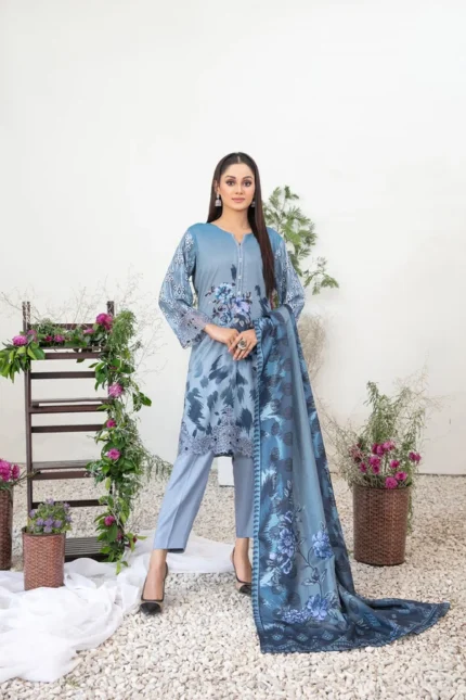 Embroidered Staple Digital Print Suit