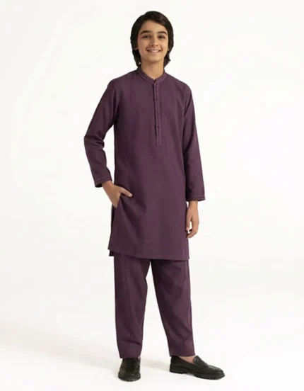 Purple semi-formal kameez shalwar